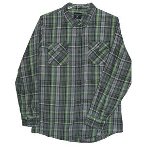 Architect Jean Co Flannel Shirt Young Mens 2X Gray Green Black Plaid button down